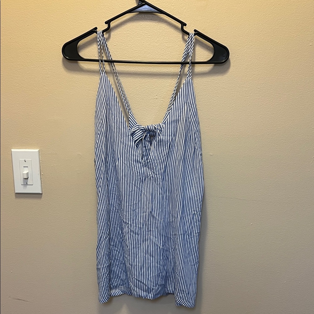 Striped Blue and White Sleeveless Top with tie back